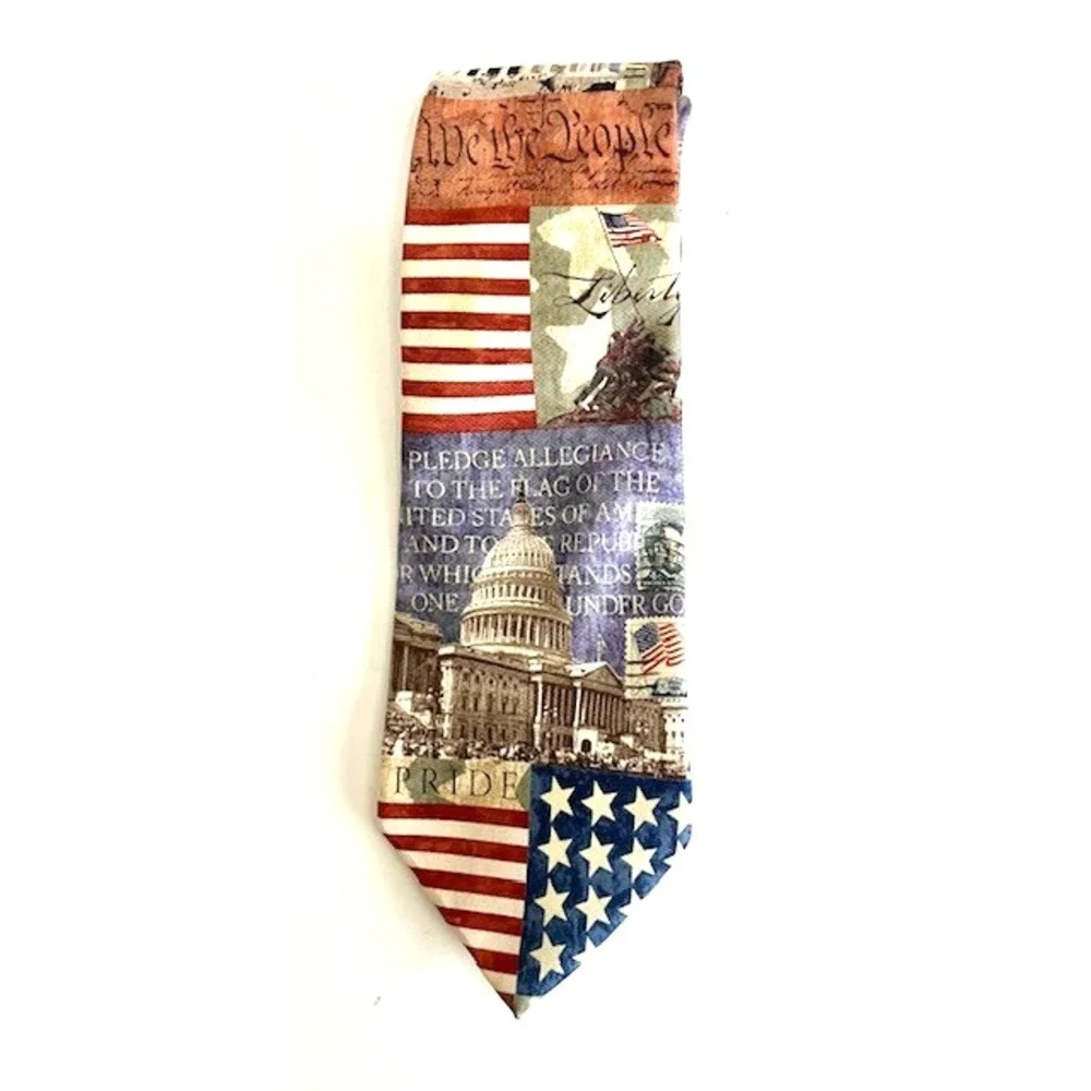 Eagle Wings Men's Necktie 100% Silk Americana USA Patriotic Pledge of Allegiance